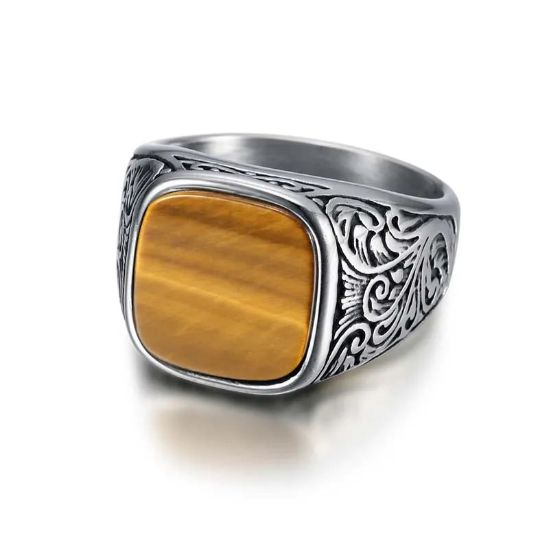 Jiayiqi Men's Ring Punk Rock Smooth 316L Stainless Steel Signet Ring For Men Hip Hop Party Jewelry Wholesale Male Wedding Anel