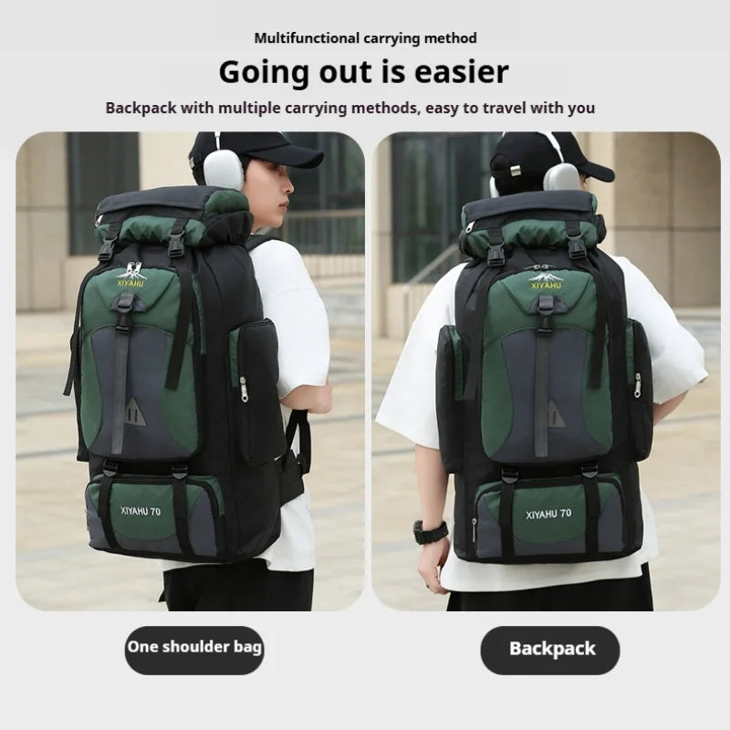 70L Travel Backpack Camping Men Large Hiking Bag Nylon Camping Large Capacity Travel Outdoor Sports Shoulder Bags Luggage