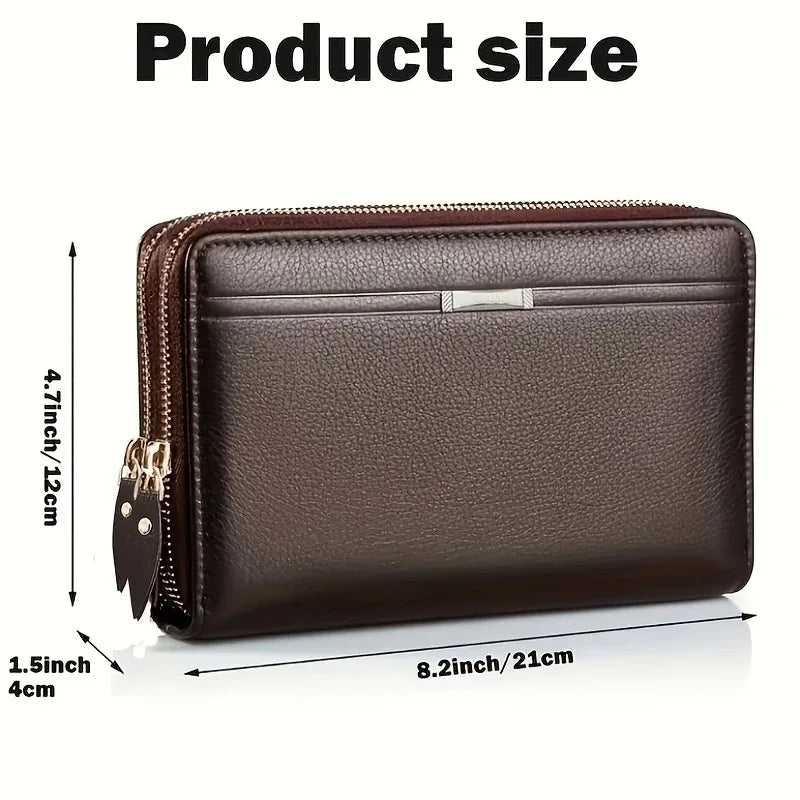 Mens Wallet Long Purse Leather Clutch Large Business Handbag Phone Card Holder Case Gift for Men Father Son Husband Boyfriend