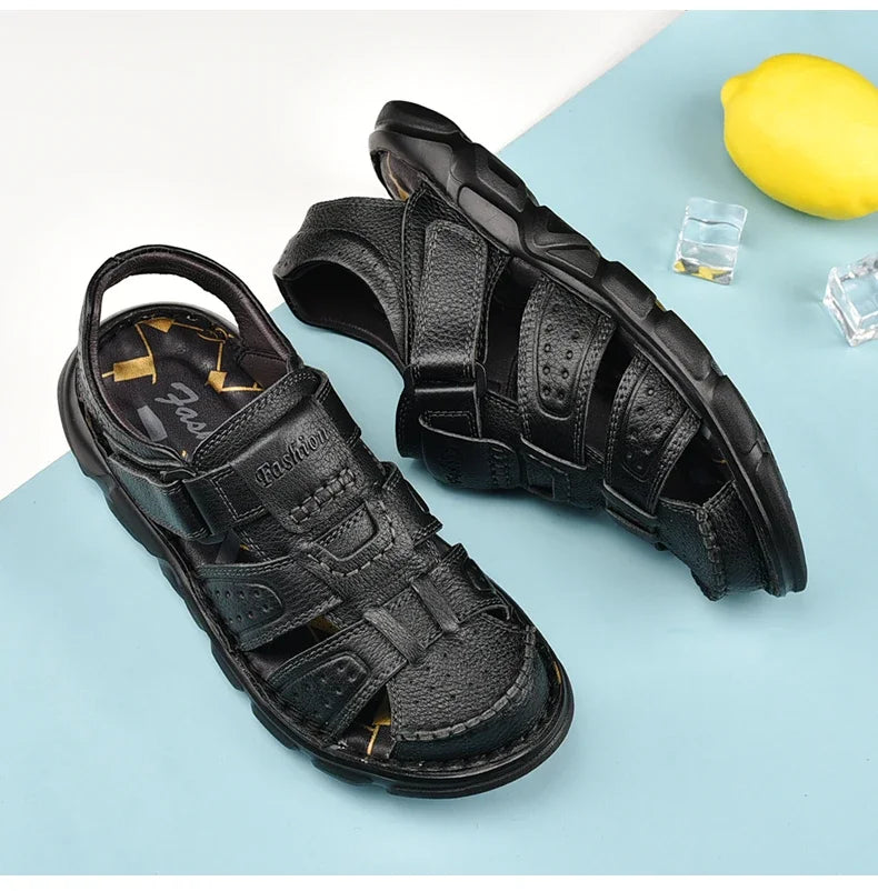Genuine Leather Casual Shoes For Men High Quality Classic Men Sandals Summer Outdoor Walking Men Sneakers Breathable Men Sandals