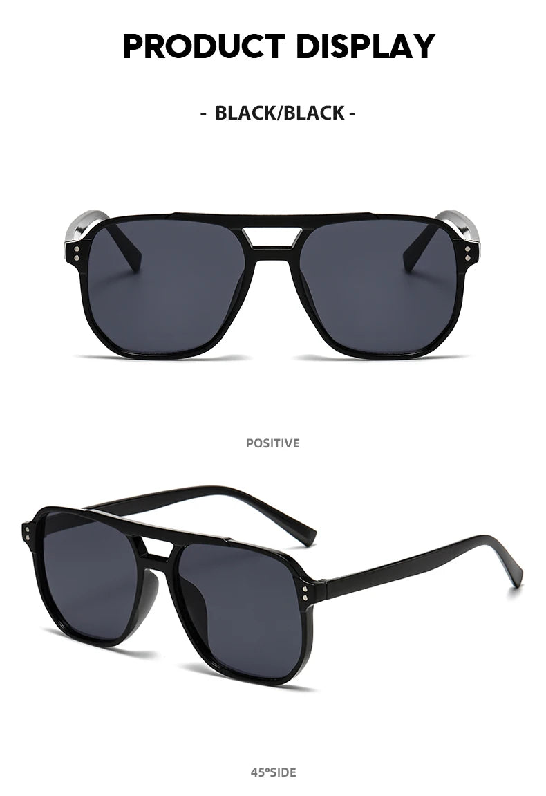 6pcs Combination Fashion Rivet Double Beam Men's Sunglasses Pilot Sun Glasses Cross-border Riding Driving