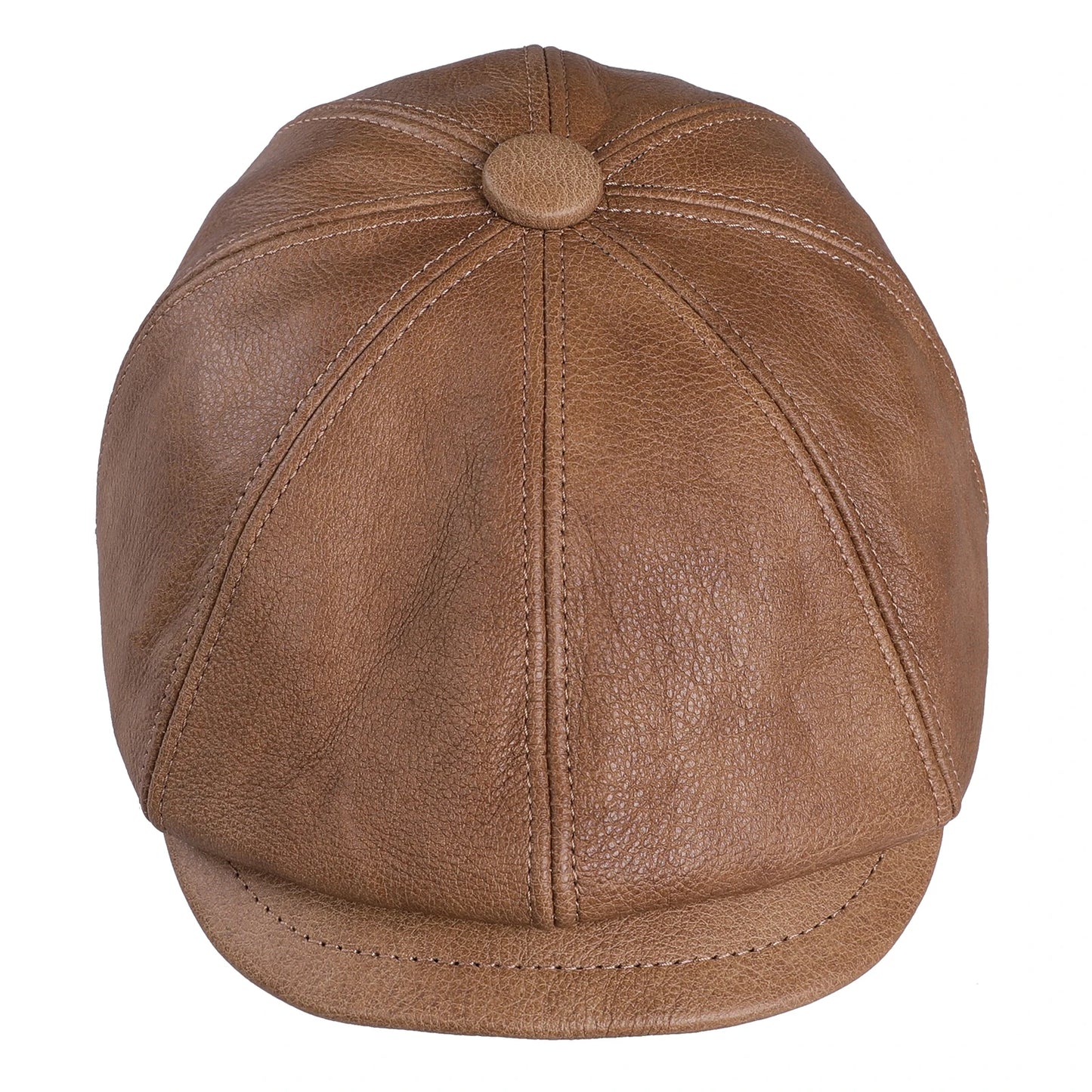 BOONJOVIA Men's Newsboy Flat Cap 100% Genuine Cowhide Leather Gatsby Ivy Golf Cabbie Driving Hat 8 Panels Classic Design