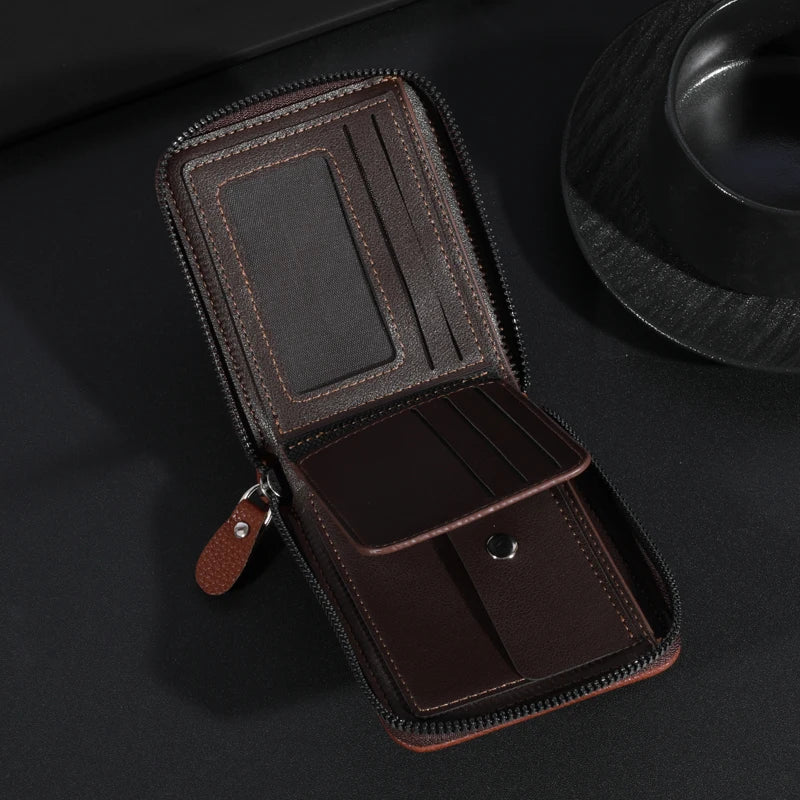 Premium Vintage Leather Wallet for Men - Secure Credit Card Holder & Coin Purse -Commute Essential with Durable PU Leather