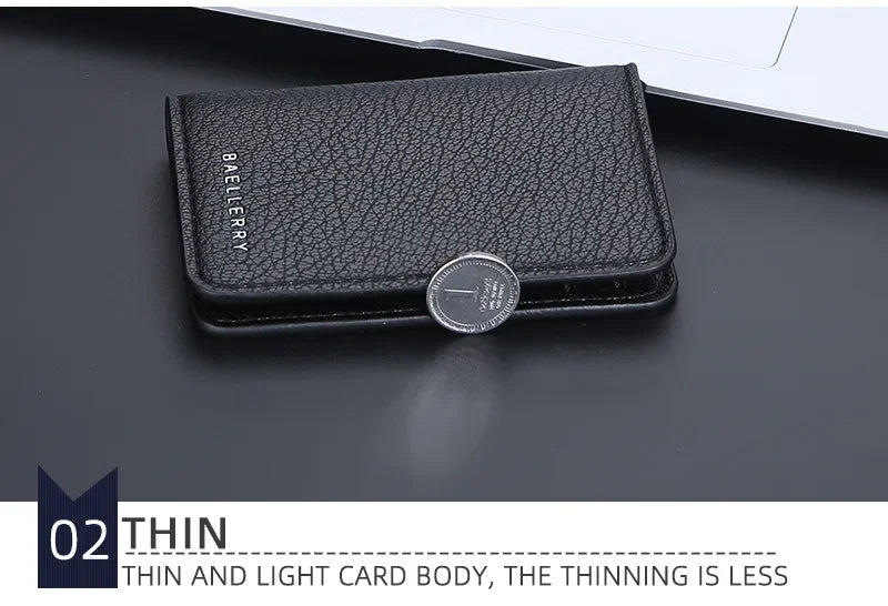 Men's Leather Card Wallet Minimalist Small Thin Purse Soft Slim Mini Credit Card Bank ID Card Holder Wallet for Men