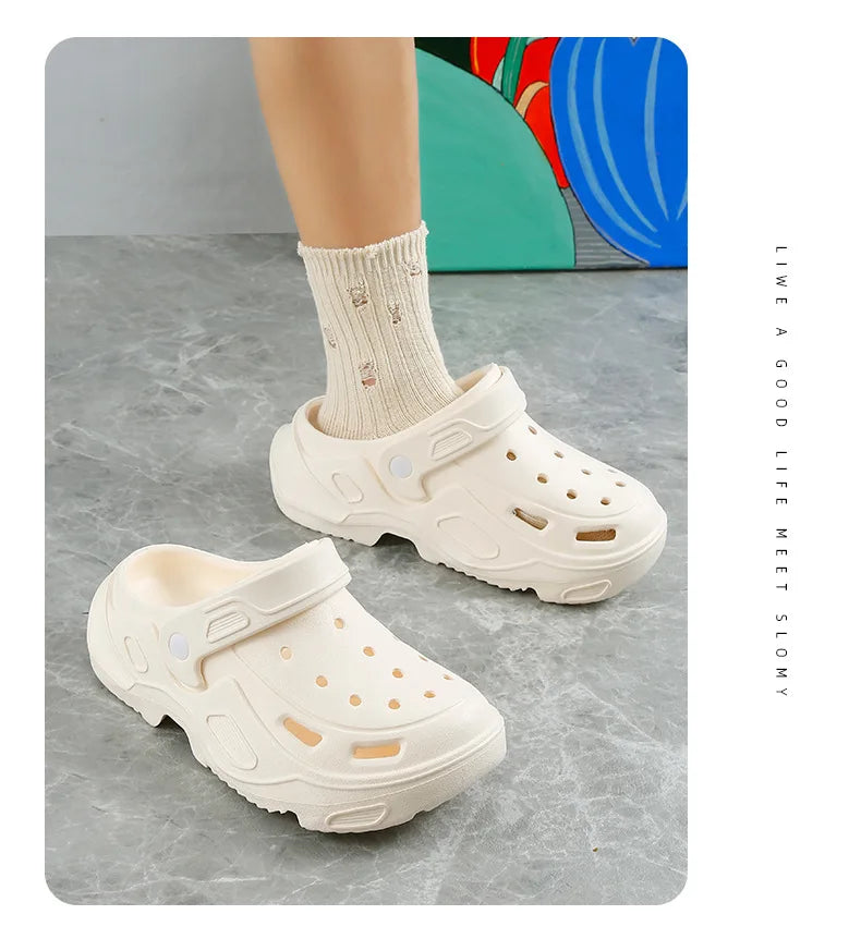 Summer Comfortable Soft Heightening Sandals For Men Platform High-heeled Outdoor Non-slip Waterproof Sandals For Women Clogs