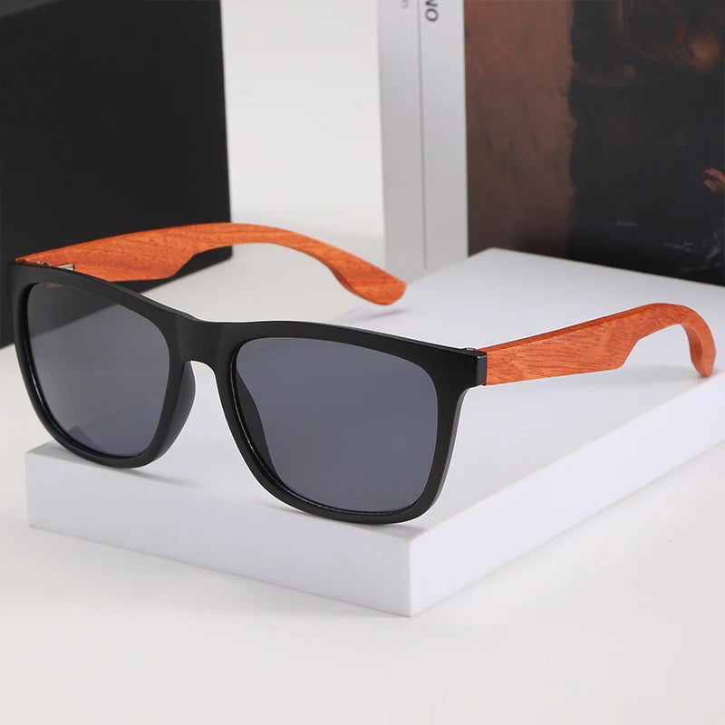Wooden Square Sunglasses Women Men Vintage Fashion Luxury Sun Glasses Fishing Driving Eyeglas Lady Man UV400 Protective Glasses