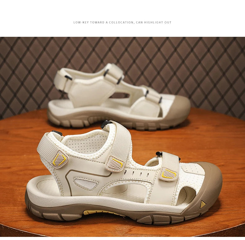 New Fashion Summer Casual Men's Shoes Beach Sandals Quality Closed Toe Sandals Soft Breathable Large Size Men Sandals Size 38-46