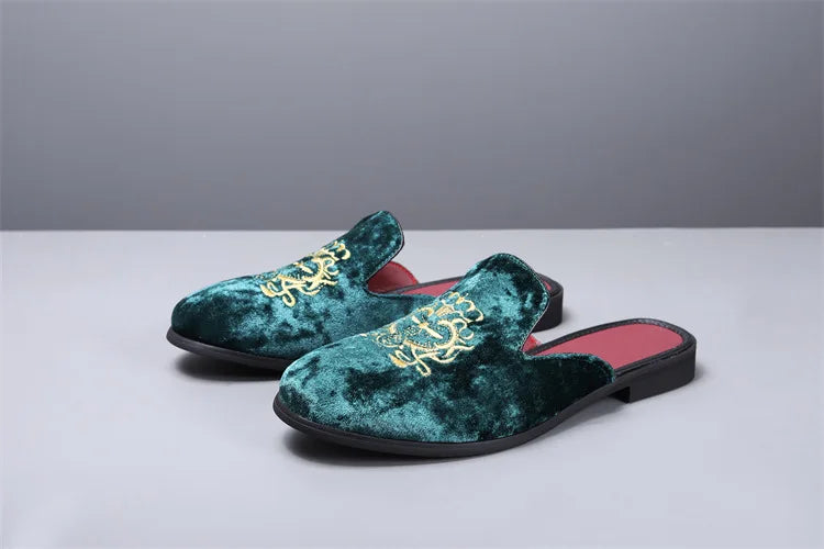 2025 New Male Casual Mules Moccasins Breathable Loafers Men's Tassels Half Slippers Suede Leather Shoes Zapatos Hombre