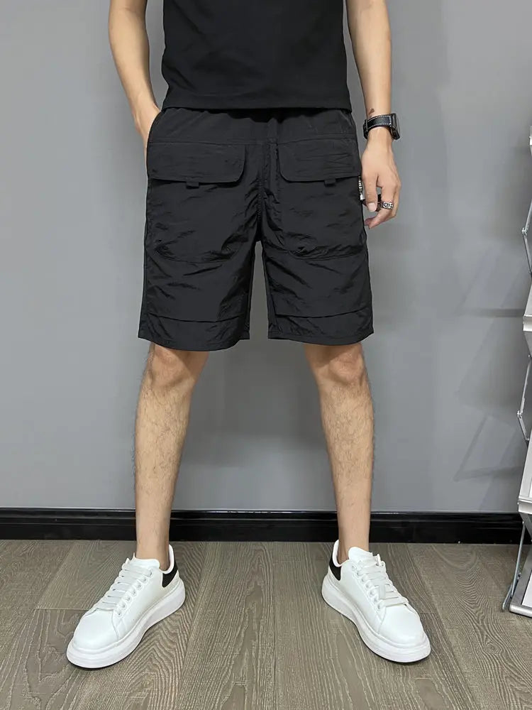 Men's Shorts Summer Thin American Large Pocket Work Casual Trendy Versatile Ice Silk Quick-drying Beach Pants Men
