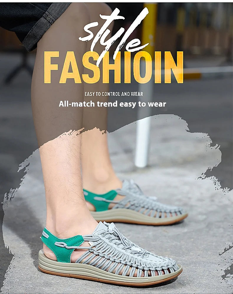 Men's braided casual outdoor sandals oversized sandals summer breathable oversized traceable shoes Roman sandals design Logo
