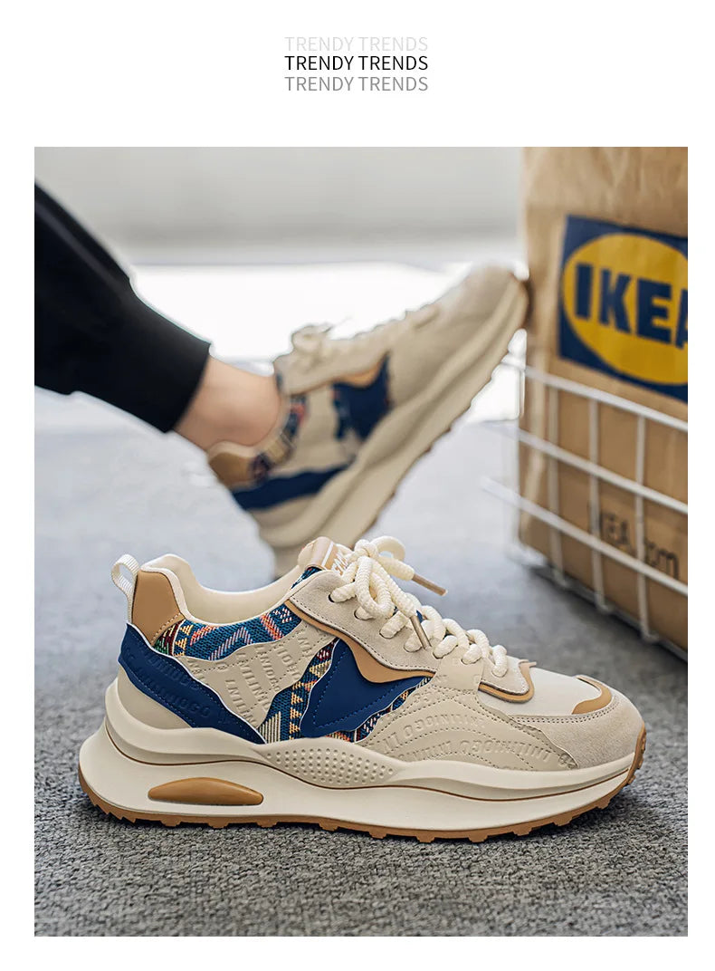 Men's Shoes 2025 Spring New Casual Versatile Comfortable Fashion Trend Niche Non-slip Wear-Resistant Retro Sneakers