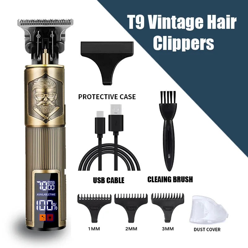 Hair Clippers for Men Professional Hair Trimmer Barber Cordless Zero Gapped Hair Clippers with LCD Display Beard Trimmer