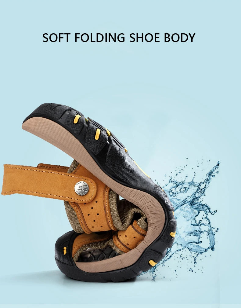 Genuine Leather Men Shoes 2023 Summer New Men's Beach Sandals Classic Men Outdoor Casual Sandals Slippers Plus Size 38-47