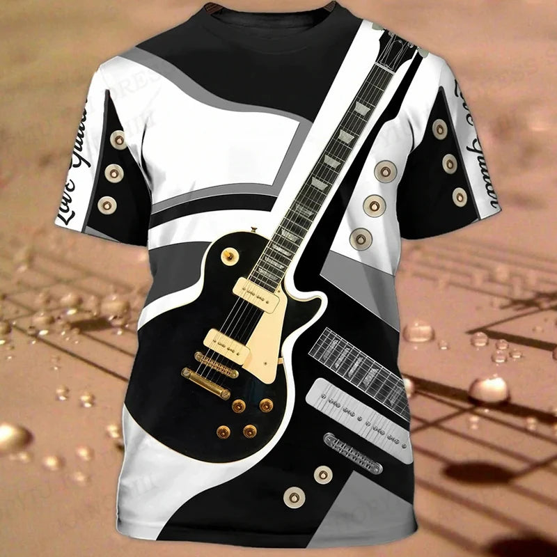 Music T shirts Guitar Graphic 3d Print Tshirt Men Women Fashion T-shirt Tops Kids Tshirt Boy Tees Men's Clothing Rock T-shirts