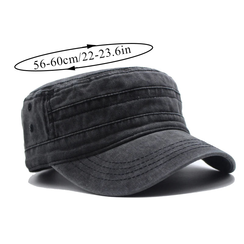 Washed Cotton Hat Men's Caps Flat Top Caps For Men Cadet Outdoor Cap Fishing Caps