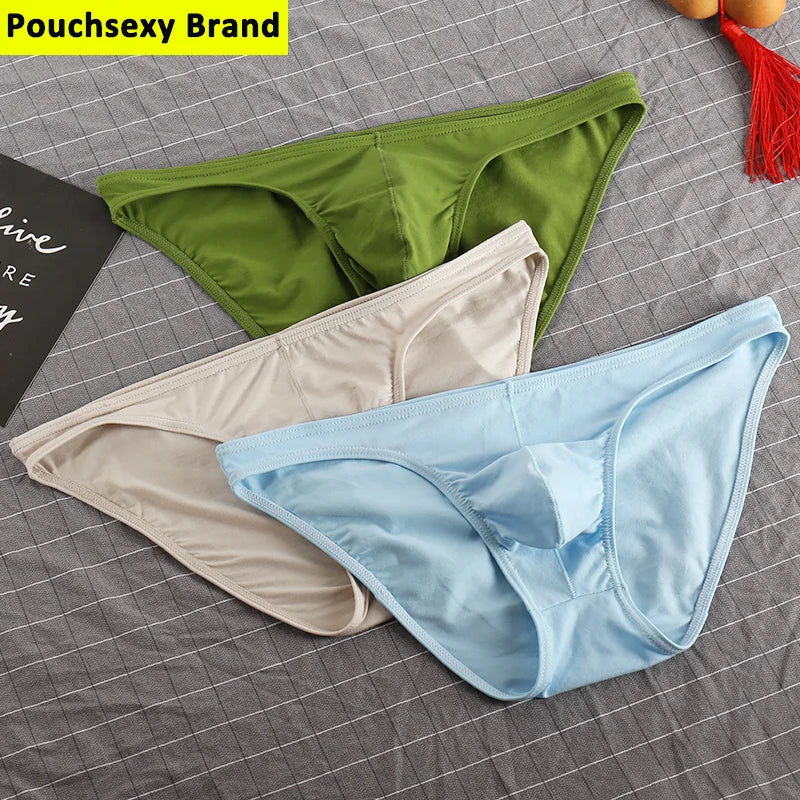 3 Pcs Pouchsexy Underwear Cotton Briefs para hombre Mens Bodysuit Male Comfortable Solid Underpants Breathable for man for boys