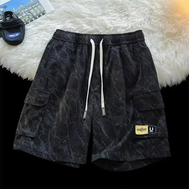 Working Shorts Men's 2025 New Summer Trendy American Functional Pants Loose Straight Five-point Pants Short Shorts for Man Jeans