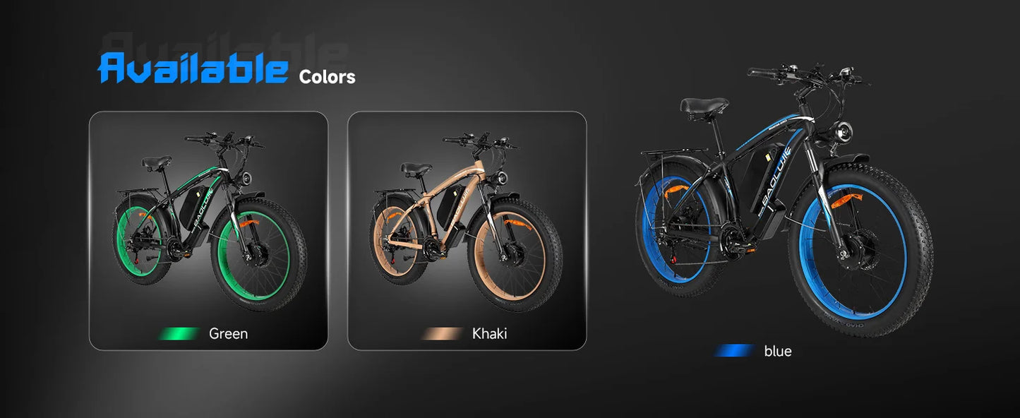 BAOLUJIE Peak 3000W/5000W Dual Motor Electric Bicycle  E-Bike for Adults，Electric Motorcycle 48V/52V Battery，Max Speed 38 MPH
