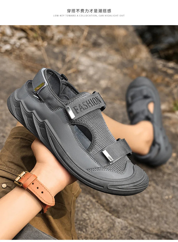 Men's Sandals Soft Bottom Summer Vacation Casual Beach Shoes Breathable Baotou Sandals