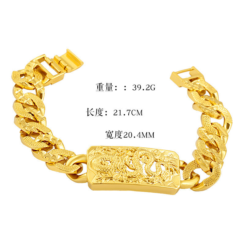Luxury Arabian Muslim 24K Gold Men's Bracelet with Sand Gold Jewelry African Wedding Handmade Ethopian Bracelet