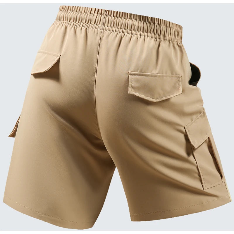 Men's Summer Utility Shorts Versatile Casual Wear with Multi-Pockets & Elastic Waist for Hiking & Daily Use Cargo Shorts