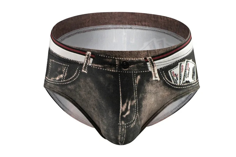 Brief Underwear Men Sexy Denim Short Boxers Men Boxers Man Underpants Breathable Pouch Jeans Printed Bikini Swimwear Male Young