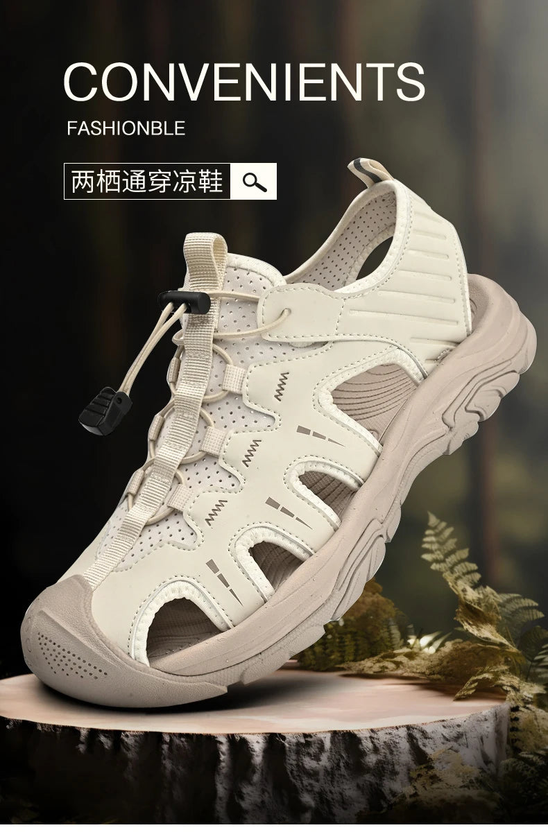 Jumpmore Fashion Men's Leather Sandals Summer Outdoor Hiking Shoes Size 38-45