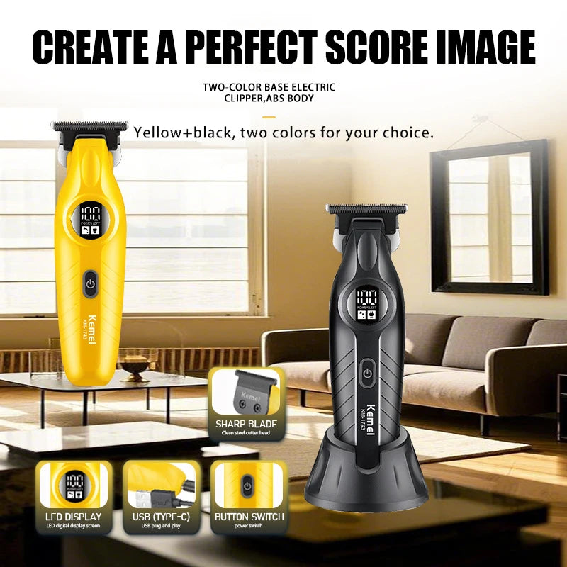 KM-1743 Professional Hair Clippers Set for Men Wireless USB Charging Hair Trimmer Machine Men's Professional Hair Clippers
