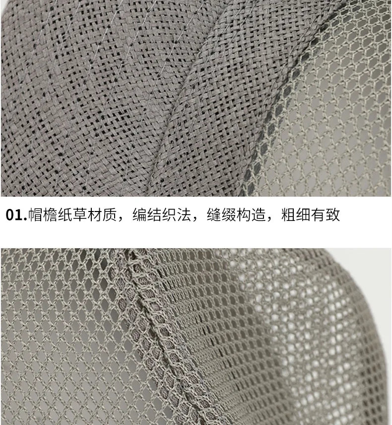 Wholesale Middle Aged and Elderly Male Summer Breathable Mesh Sun Caps Women Beach Trilby Straw Hat Big Head Men Party Fedora