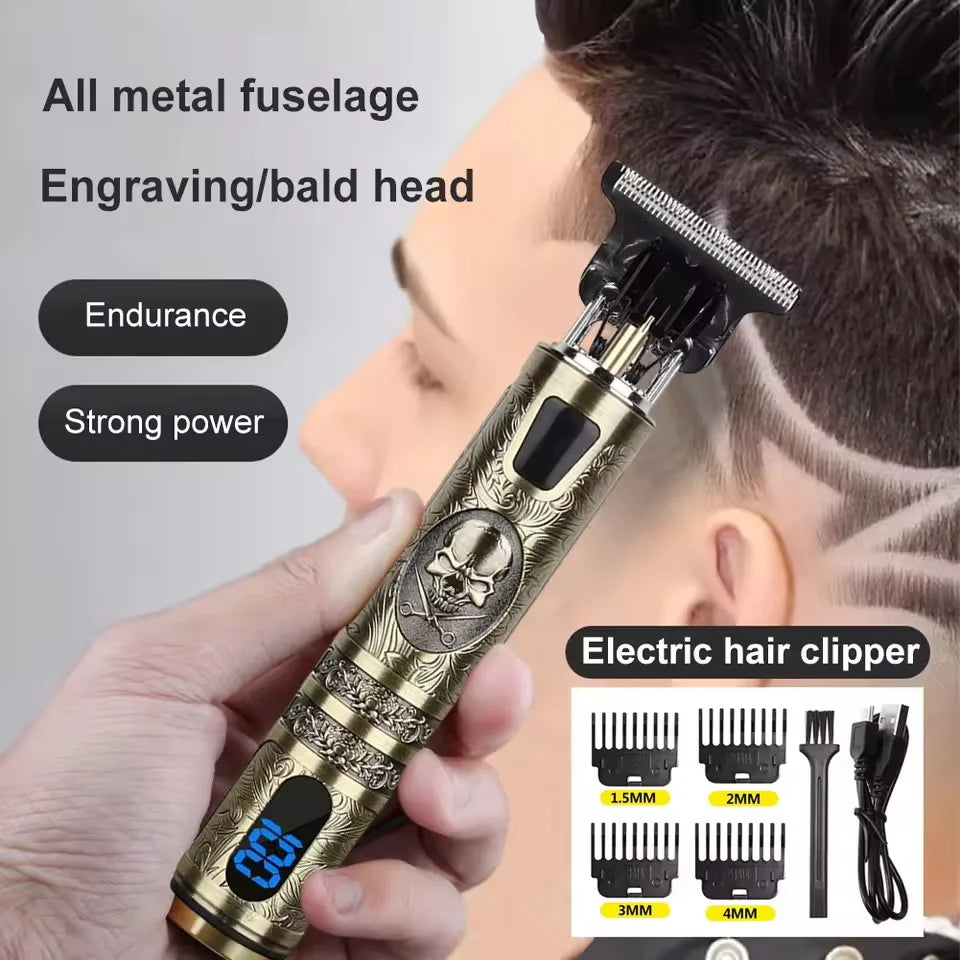 Professional Men's Electric Hair Clipper with LCD Display, USB Rechargeable for Faded Haircuts, Barber-Grade Trimmer