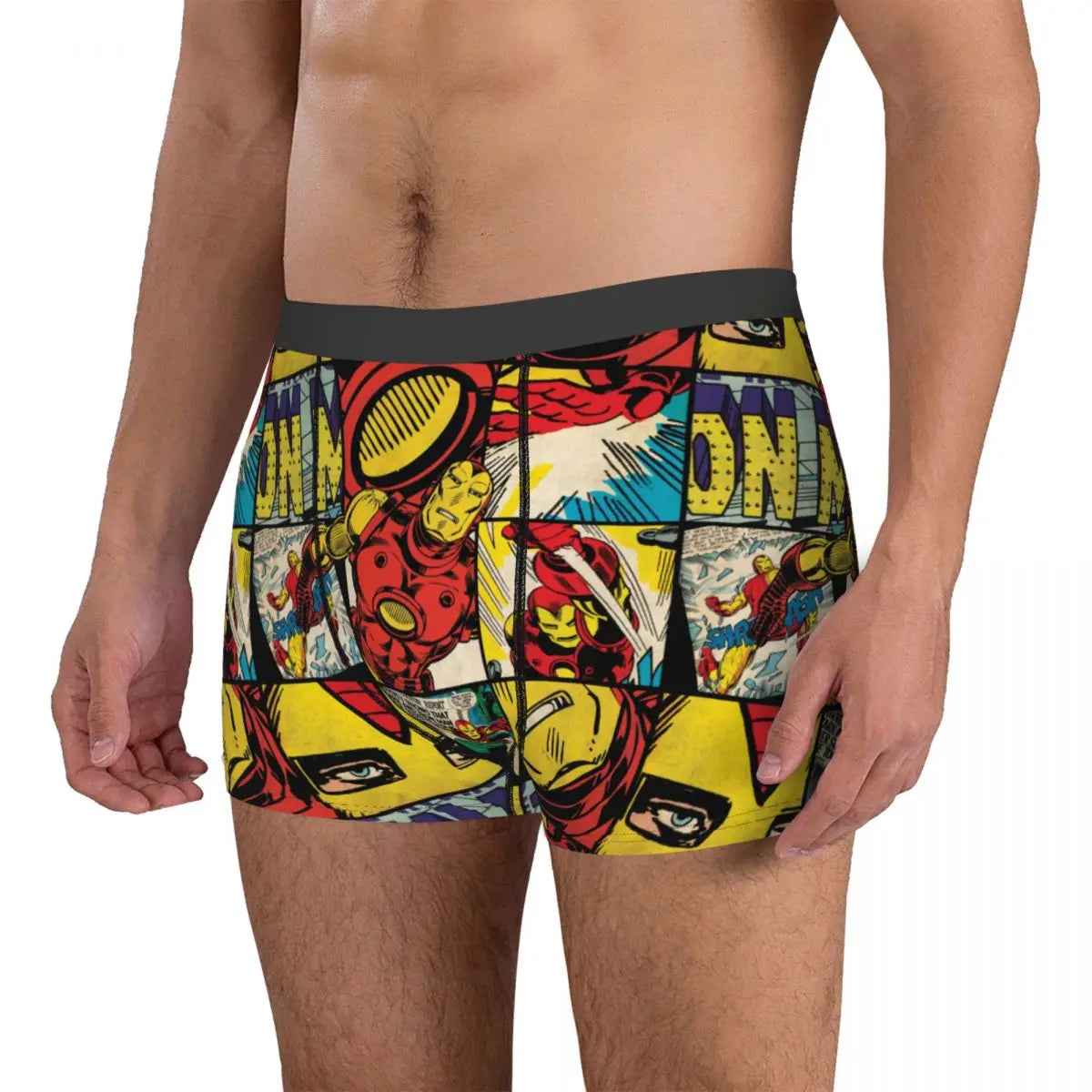 Men Iron-man Underwear Printed Boxer Briefs Shorts Panties Homme Soft Underpants Plus Size
