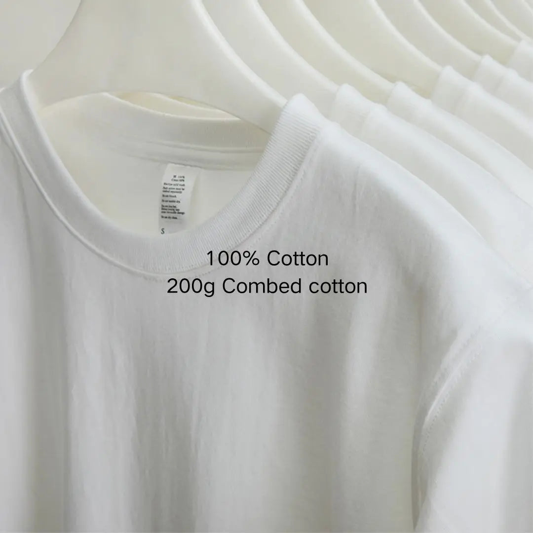 200G 100% Cotton T-shirts For Men solid color  Oversized Basic T Shirt Drop-Shoulder Tshirt Streetwear Tops monochrome Tee