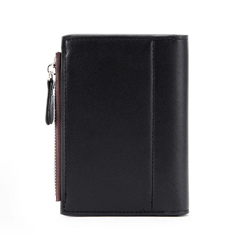 PU Leather Wallet for Men Short Casual Carteras Business Foldable Wallets Luxury Small Zipper Multi-card Slot Coin Pocket Purse