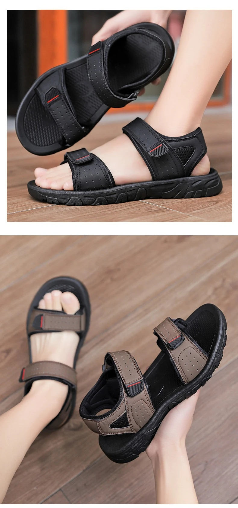 Brand Classic Mens Sandals Summer Genuine Leather Sandals Men Outdoor Casual Lightweight Sandal Fashion Men Sneakers Size 39-47