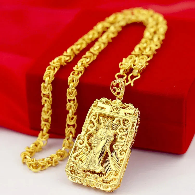 Goldpure 9999 24K real gold jewelry men's necklace Guanyin necklace Guanyin necklace pendant domineering luxurygift