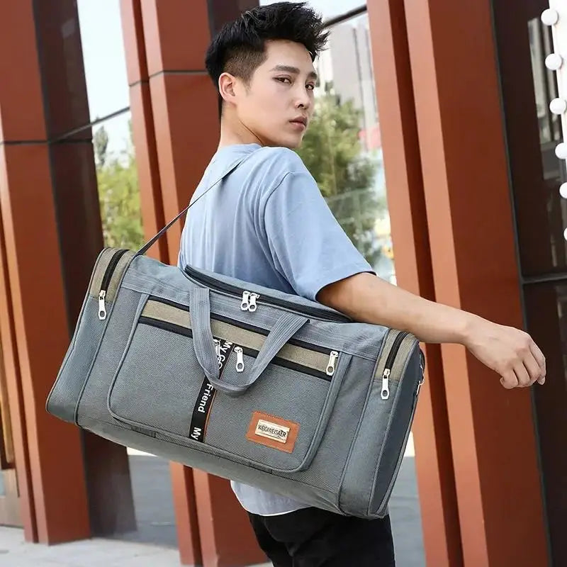 Practical Waxed Canvas Leather Men Travel Bag Hand Luggage Carry On Large Tote Vintage Duffle Weekend Big Overnight