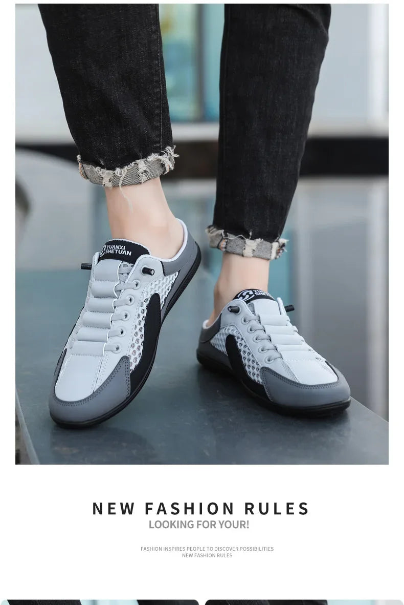 Men's Fashion Soft-soled Half Slippers Summer Trendy Bottom Casual Shoes Soft Sole Support Shoes Sneakers Half Drag Sandals