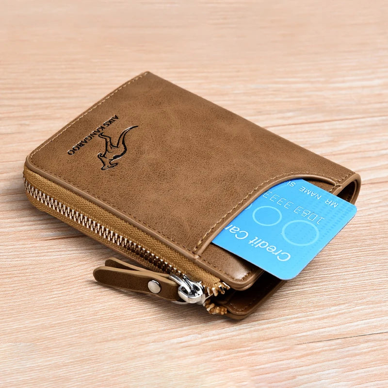 Men's Wallet PU Leather Business Card Holder Zipper Purse for Men RFID Protection Purses Luxury Designer Money Bag Male Gift