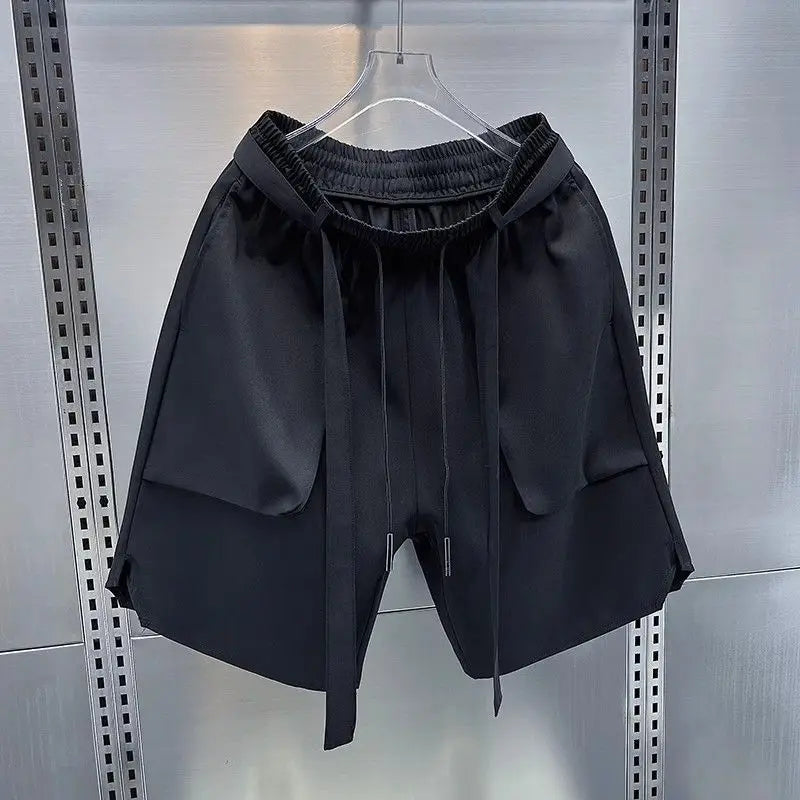 Summer New Shorts Men Thin Casual Loose Tooling Five-point Pants Solid Pocket Pantalones Cortos Hombre Elastic Waist Sweatpants