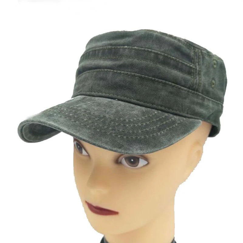 Men Thicker Denim  Flat Top Hat Solid Caps for Women Male Washed Caps Adjustable Flat Hats Unisex Cotton Sun Hat Wholesale