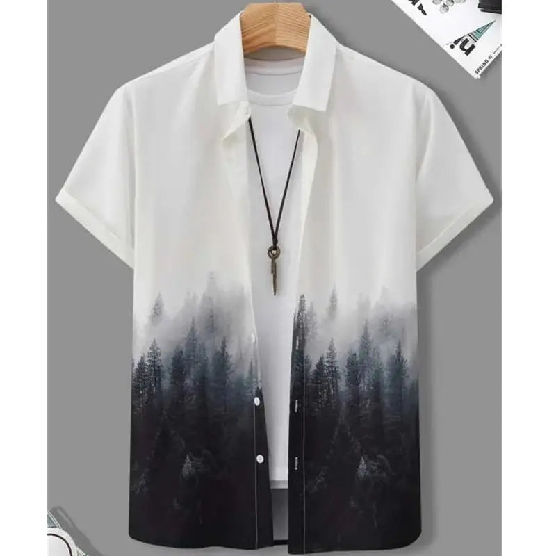 Fashion Shirt for Men 3d Ink Painting Prints Men'S Clothing Daily Casual Short Sleeve Beach Party Sweatshirt Street Hawaii Shirt