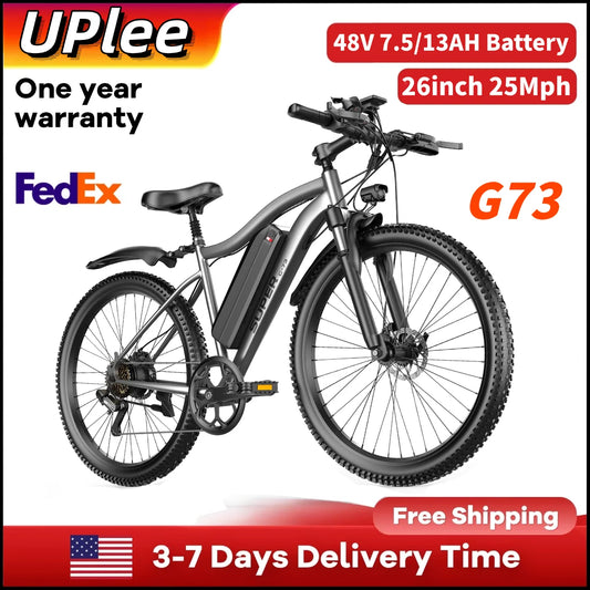 UPlee G73 Adults Electric Bike 740W Motor Electric Bicycle 48V 13AH removable battery e bike 26"Tire Mountain Electric Dirt Bike