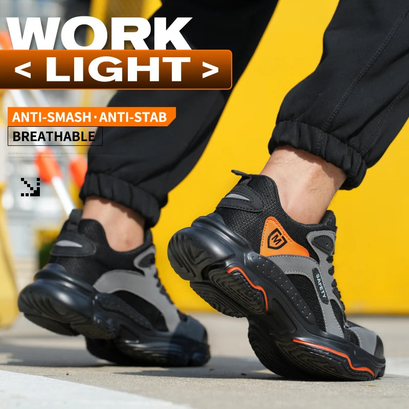 Work Sneakers for Men Safety Shoes Anti-smash Anti puncture Indestructible Shoes Breathable comfort Steel Toe Protection Shoes