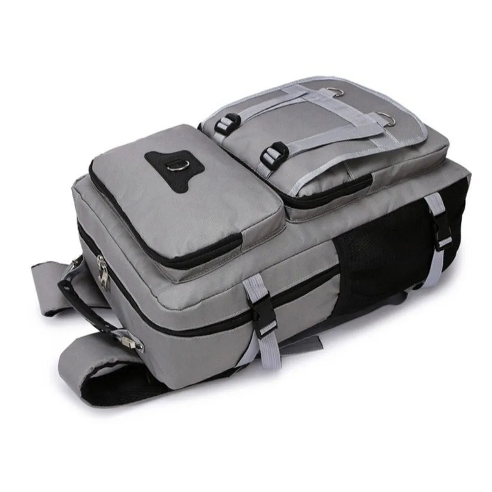 60L Men's Backpack Large Capacity Waterproof Travel Backpack Multi Buckle Wear-resistant Commuting Bag Hiking