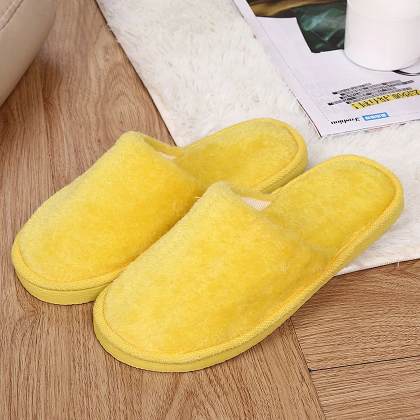 Men's Winter Slippers Warm Bedroom Plush Shoes Home Floor Soft Indoors Thin Velvet Solid Color Non Slip Half Drag Slipper
