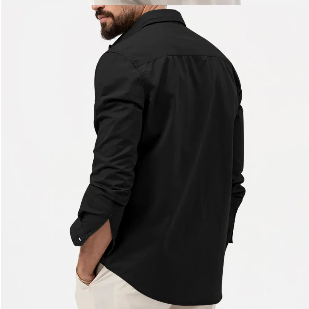 Men Shirt Outdoor Workwear Shirt for Men Quick Dry Breathable Waterproof Long Sleeve Top with Big Pockets Lapel Plus for Spring