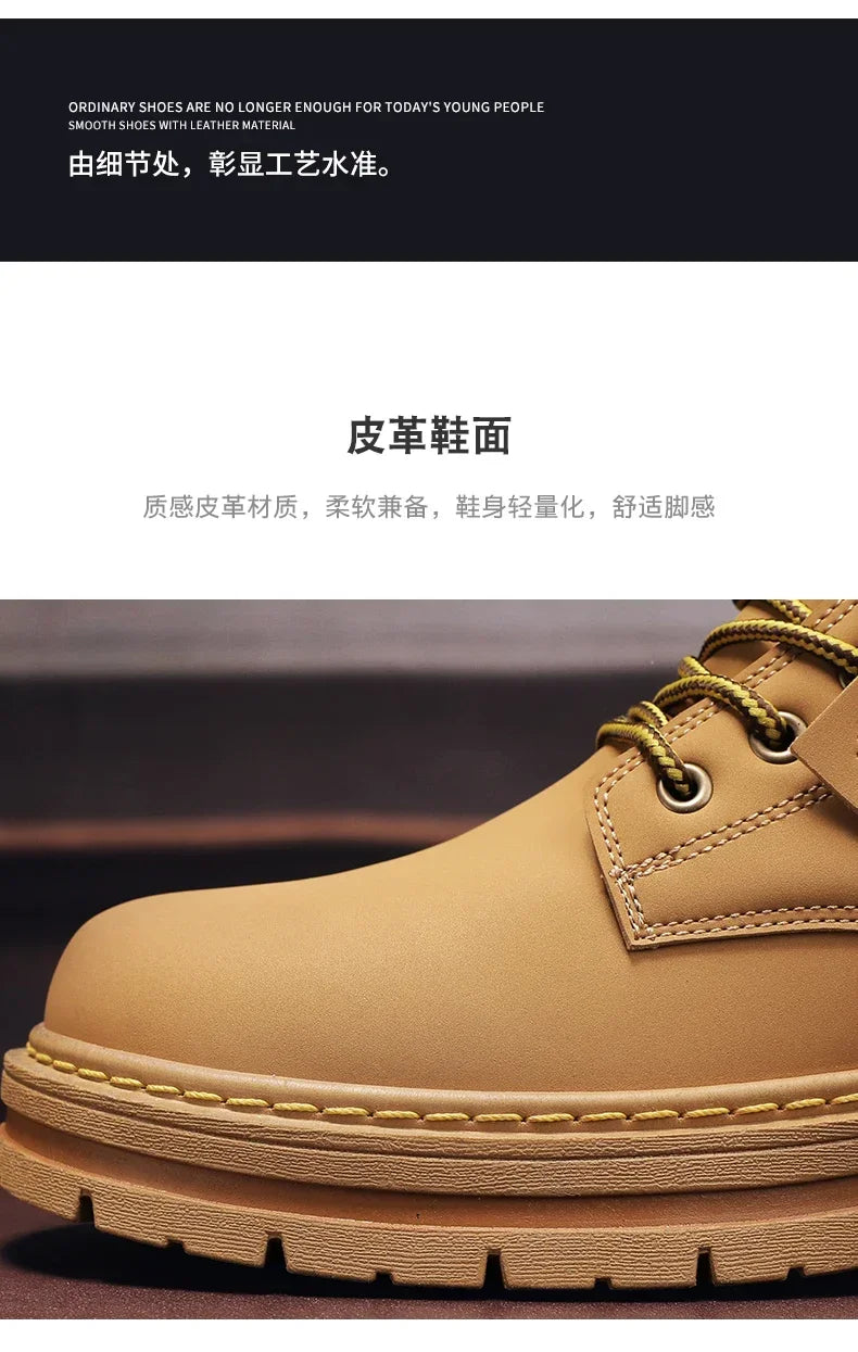 2024 New Men Boots Fashion Motorcycle Ankle Boots for Waterproof Hiking Boot Winter Chelsea Retro Boots Comfy