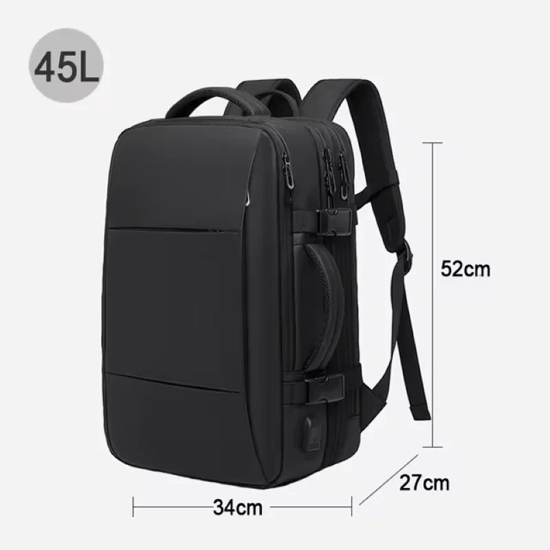 Men's travel backpack waterproof business school expandable laptop bag large capacity USB port stylish casual backpack forTravel
