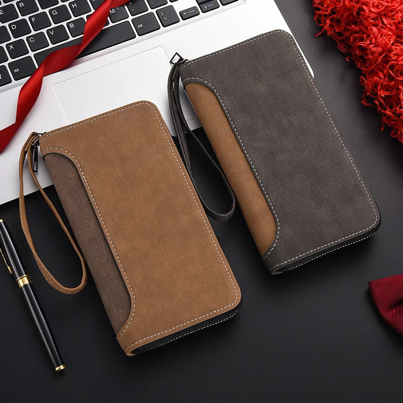 Men's Long Wallet Fashion Multiple Card Slots Card Holder Men Business Wallet Zipper Phone Pouch Coin Purse Change Card Bag