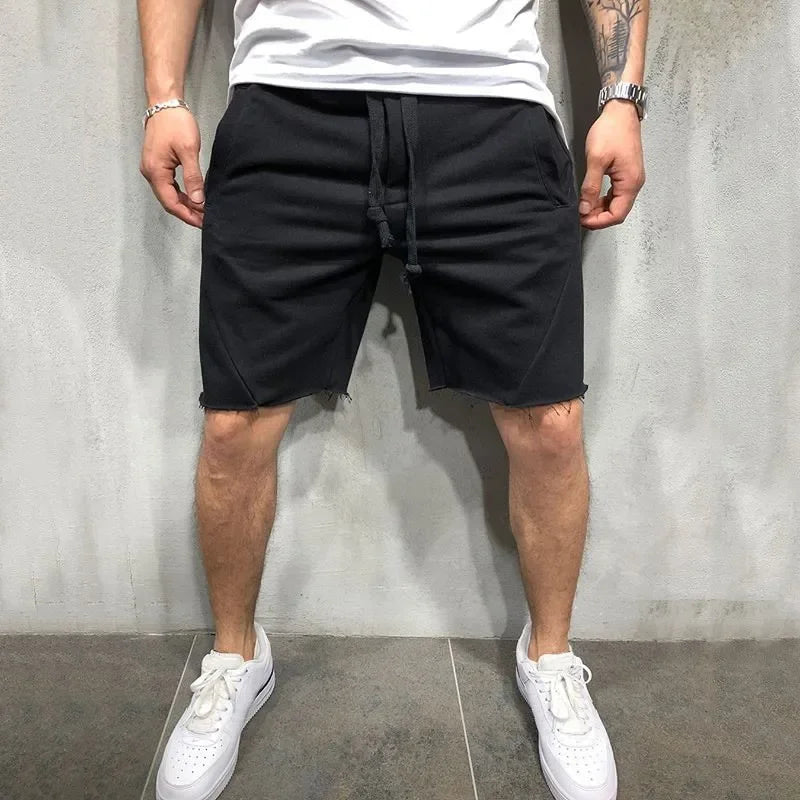 Men's Summer Casual Shorts Male Gym Fitness Sports Quick Dry Ragged Cutoff Training Hip Hop Running Loose Basketball Short Pants